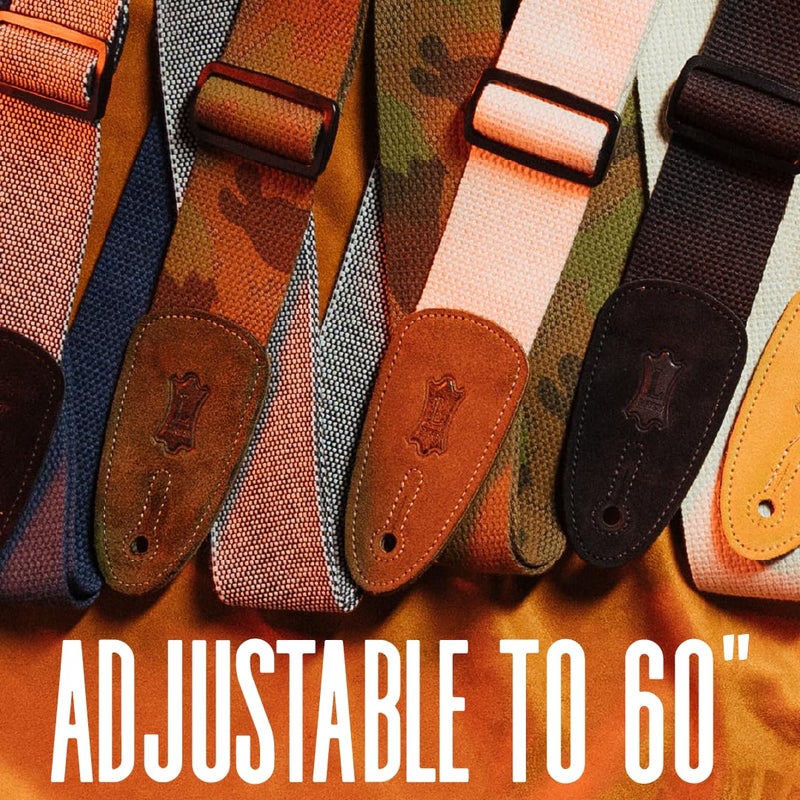 Levy's Leathers MC8-GRN 2" cotton guitar strap with suede ends and tri-glide adjustment. Adjustable to 58"; Green - Image 3